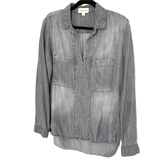 Anthropologie Cloth & Stone faded grey half button down shirt, super soft - Picture 1 of 9